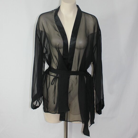 Marilyn Monroe by Warner's Womens  Black Sheet Dragon Embroidered Robe sz Medium - Picture 2 of 9